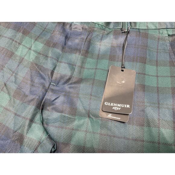 Glenmuir Pants Mens 34R Navy Green Tartan Plaid Golf Performance Stretch New - Picture 3 of 13